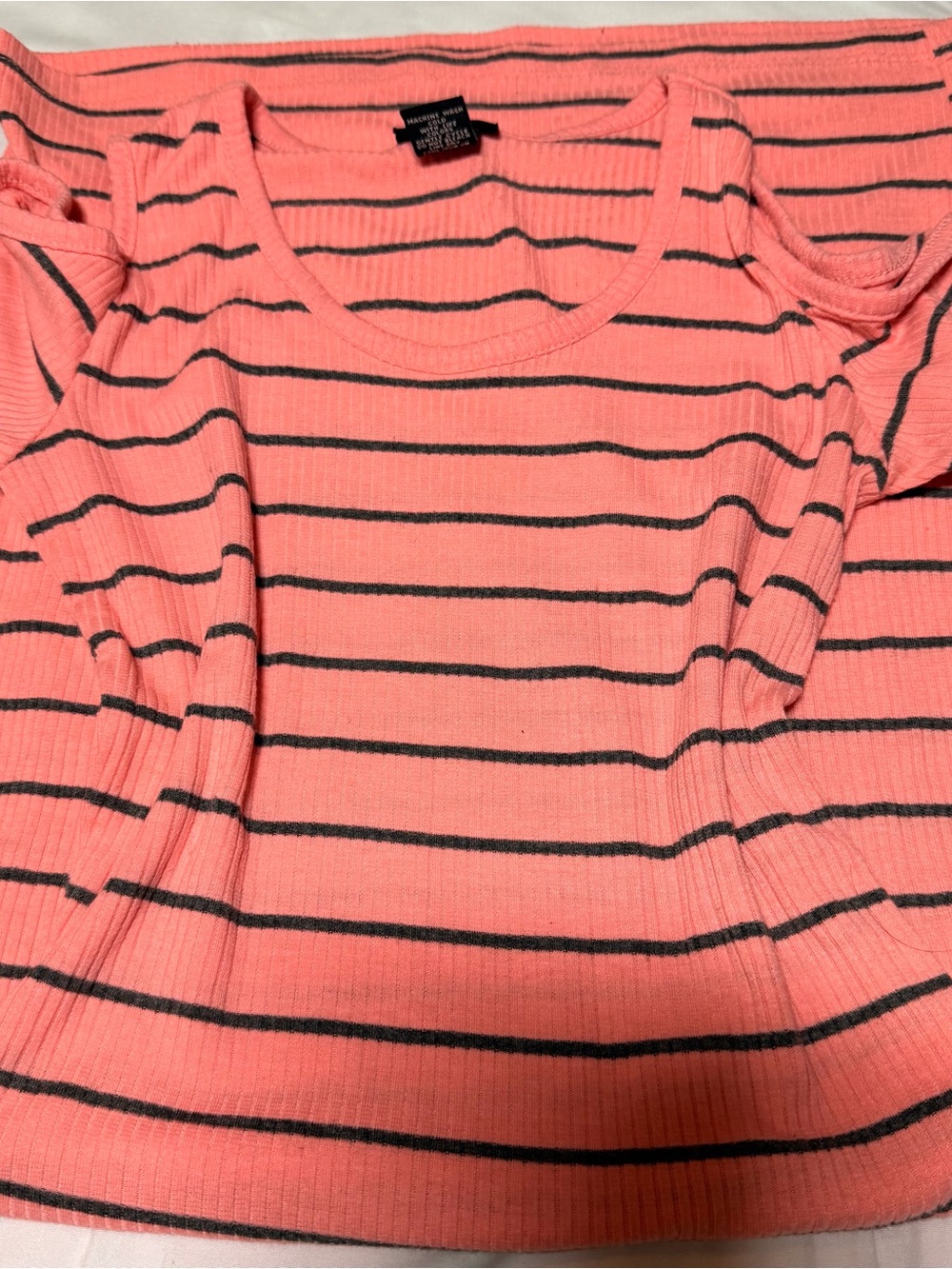 Coral Pink Striped Scoop Neck Women’s dress